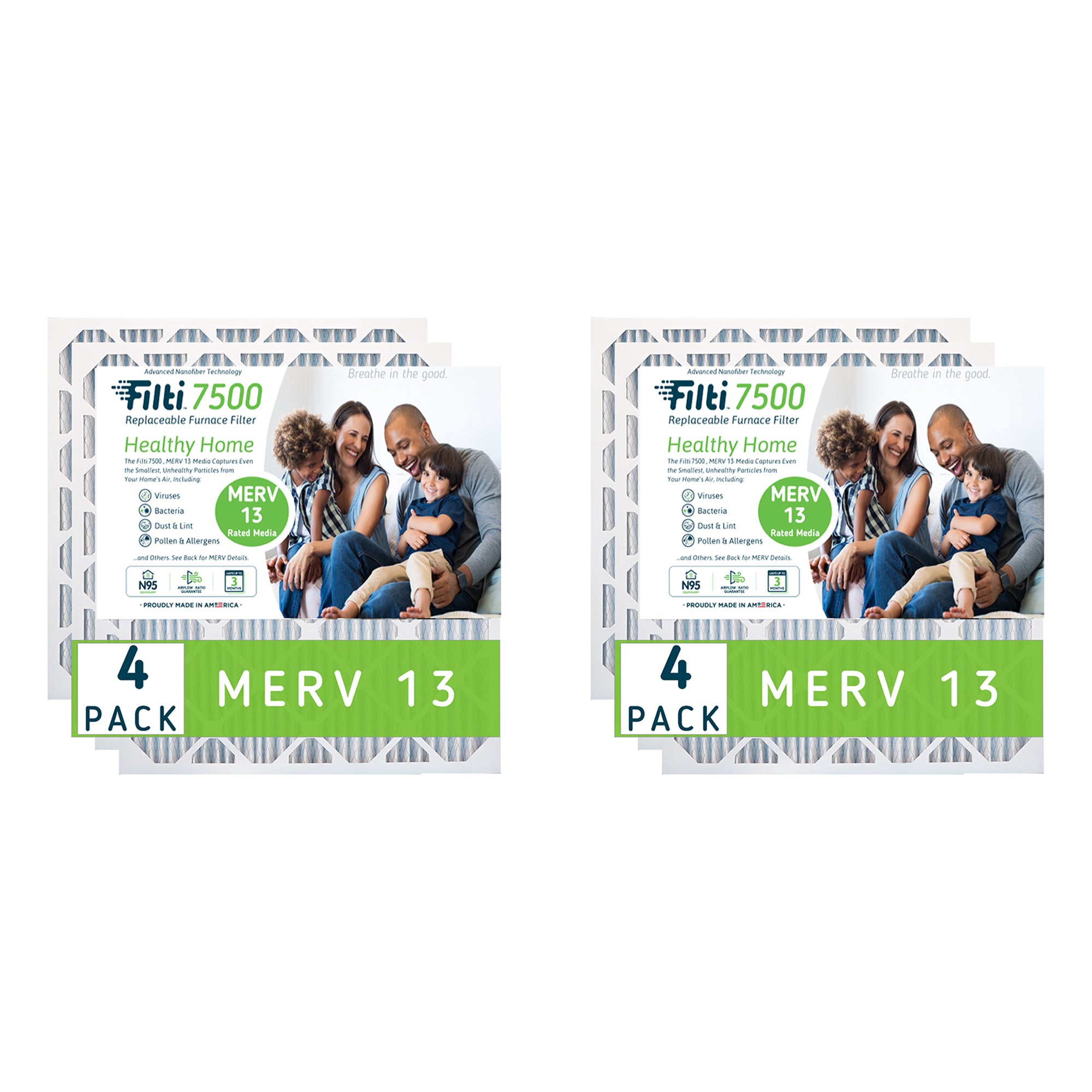 Filti 7500 16 x 20 Inch Pleated Home HVAC Furnace MERV 13 Air Filter (8 Pack) - VMInnovations