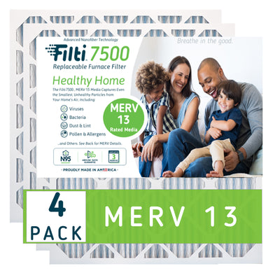 Filti 7500 16 x 20 Inch Pleated Home HVAC Furnace MERV 13 Air Filter (8 Pack)