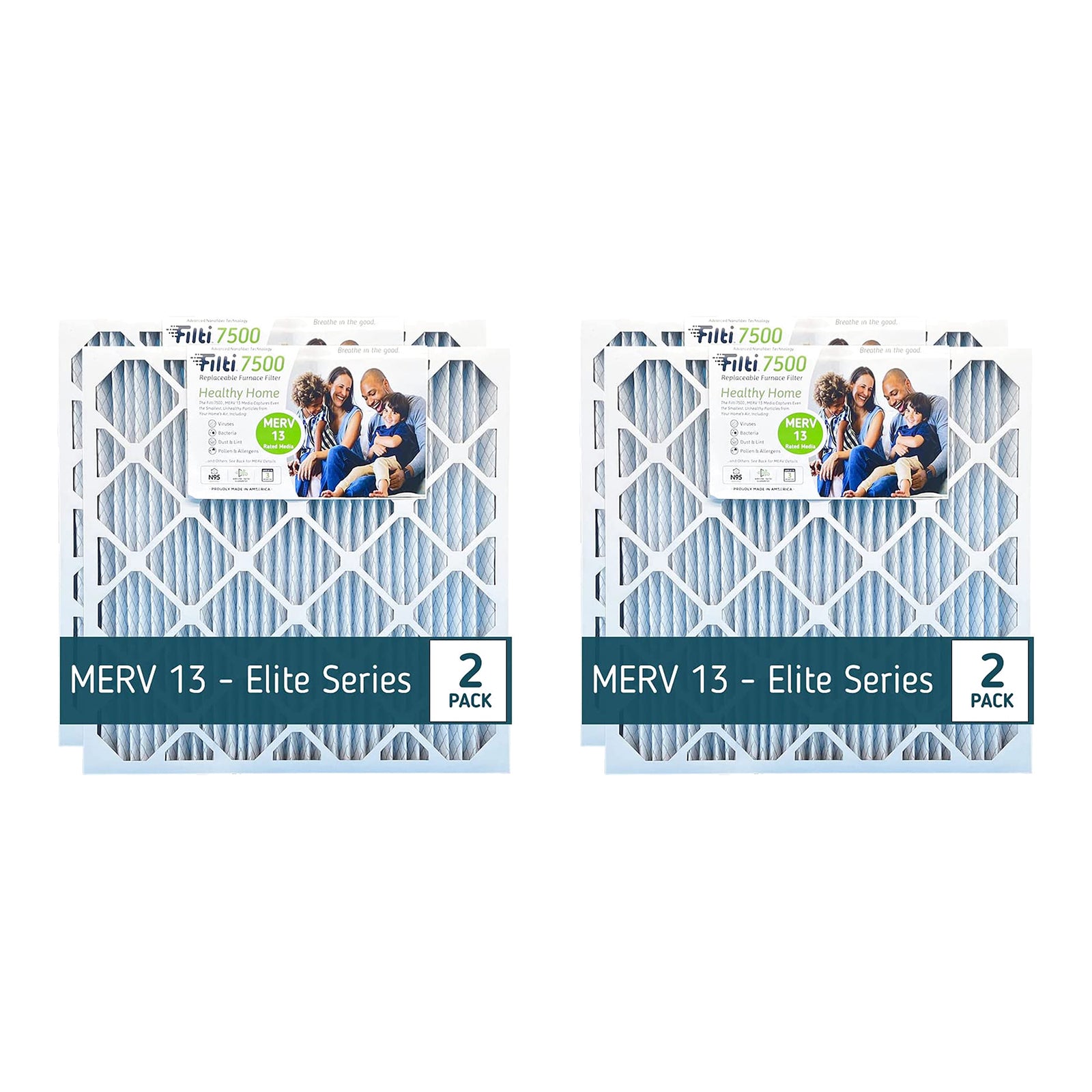 Filti 7500 Elite Series Pleated Home HVAC Furnace MERV 13 Air Filter (8 Pack) - VMInnovations
