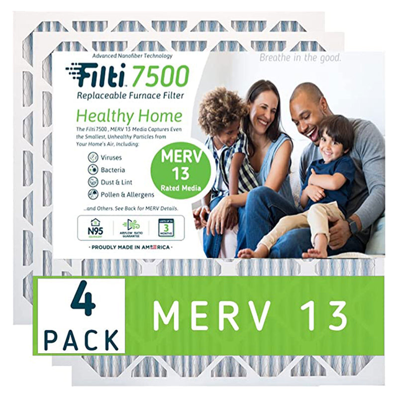 Filti 7500 20 x 24 Inch Pleated Home HVAC Furnace MERV 13 Air Filter (8 Pack)