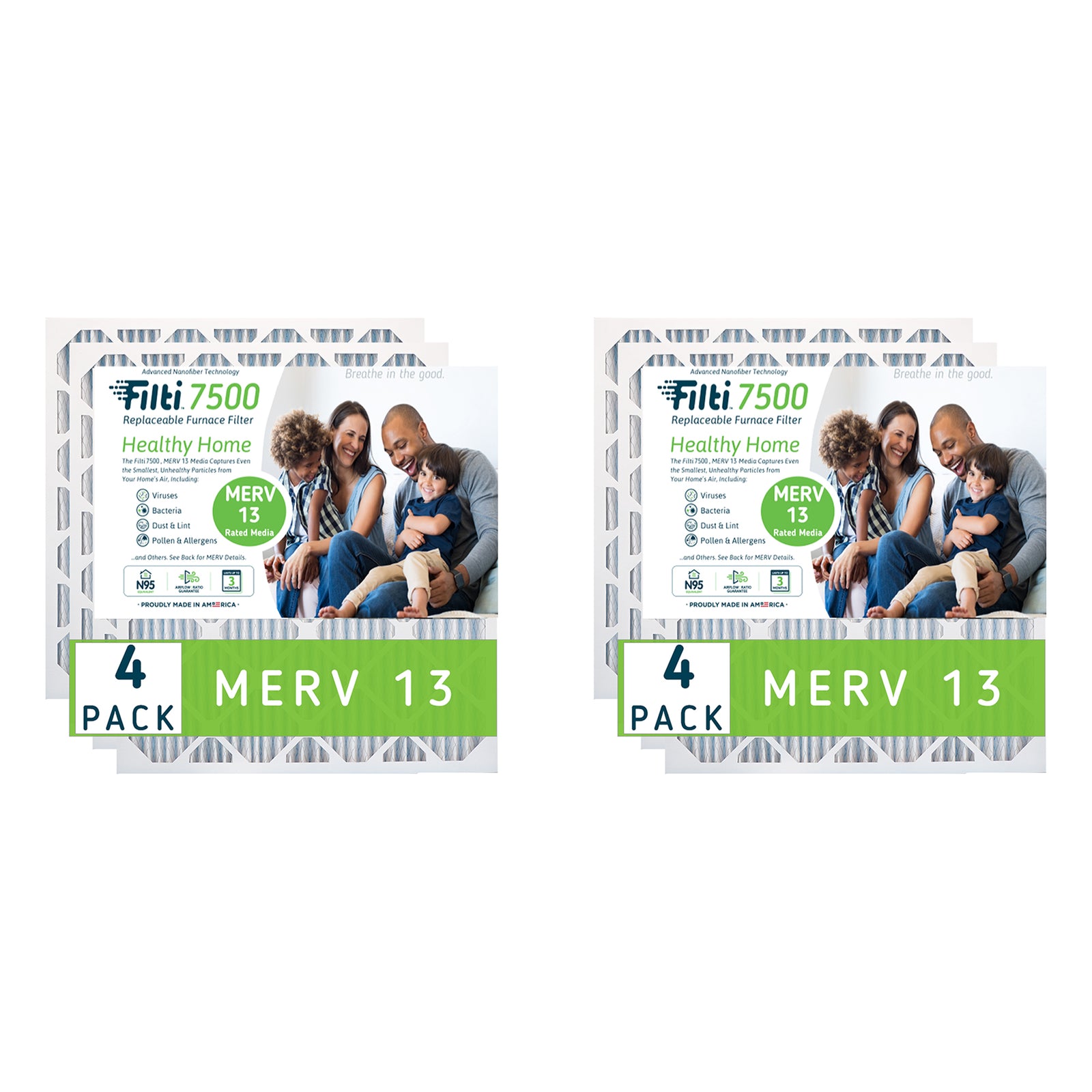 Filti 7500 14 x 24 Inch Pleated Home HVAC Furnace MERV 13 Air Filter (8 Pack) - VMInnovations