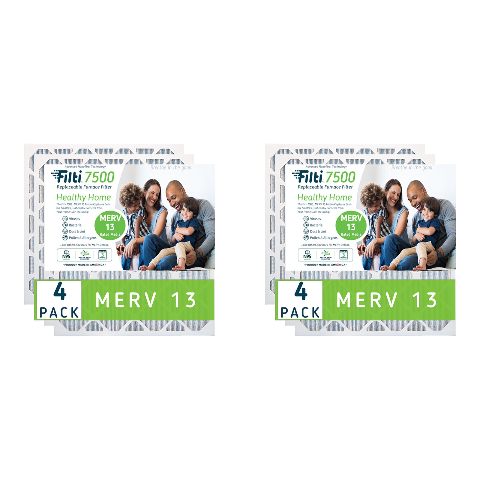 Filti 7500 20 x 25 Inch Pleated Home HVAC Furnace MERV 13 Air Filter (8 Pack) - VMInnovations