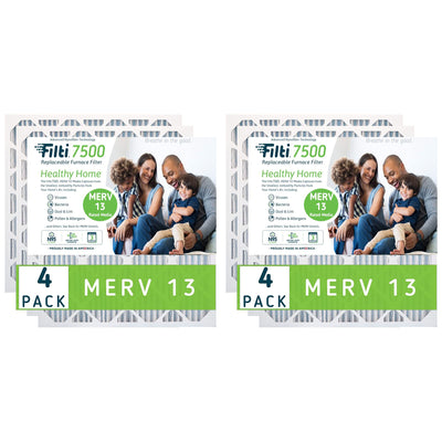 Filti 7500 14 x 25 Inch Pleated Home HVAC Furnace MERV 13 Air Filter (8 Pack)