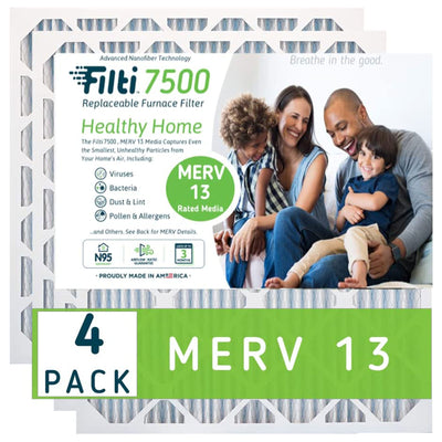 Filti 7500 14 x 25 Inch Pleated Home HVAC Furnace MERV 13 Air Filter (8 Pack)