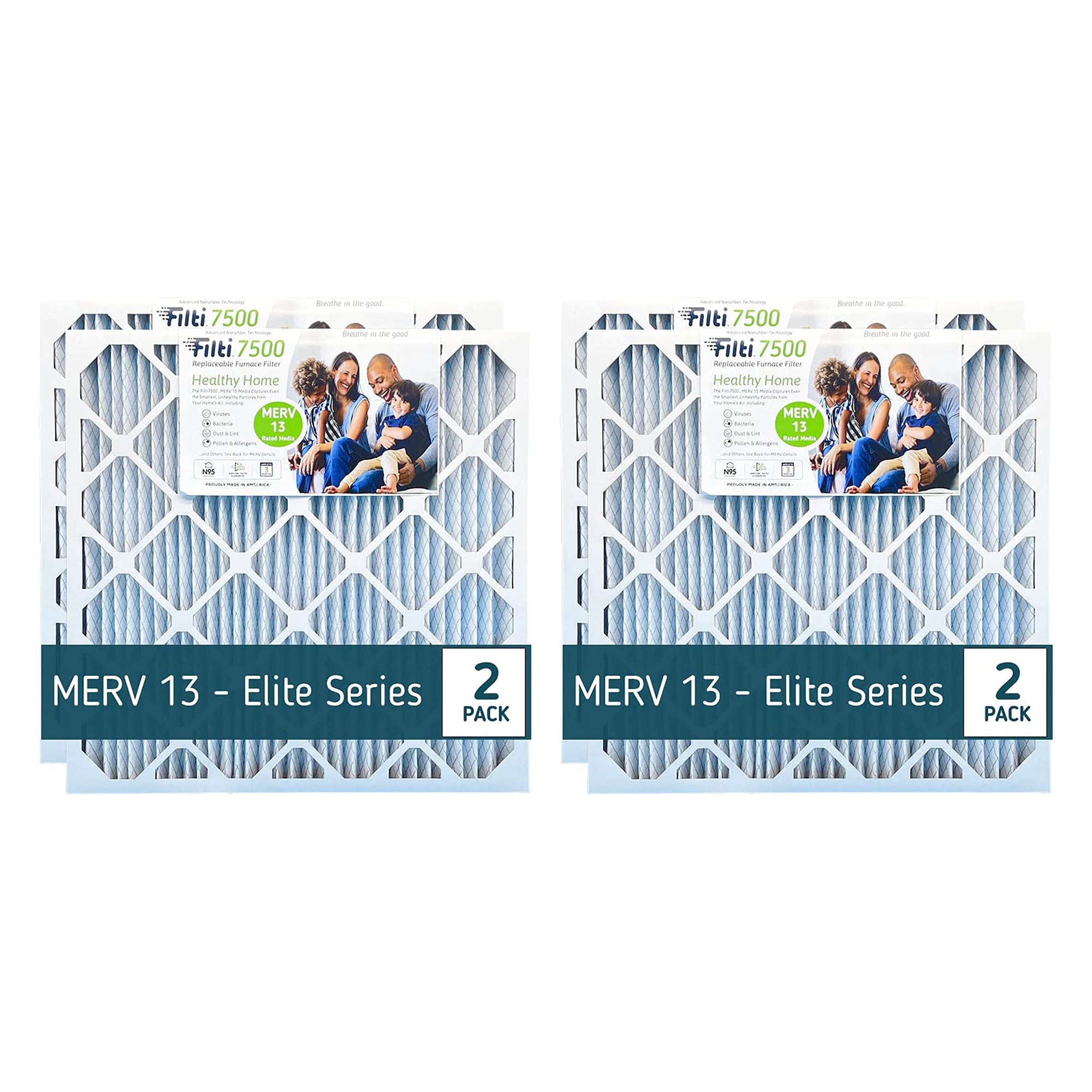 Filti 7500 20x2x25 Inch Pleated Home HVAC Furnace MERV 13 Air Filter (4 Pack) - VMInnovations