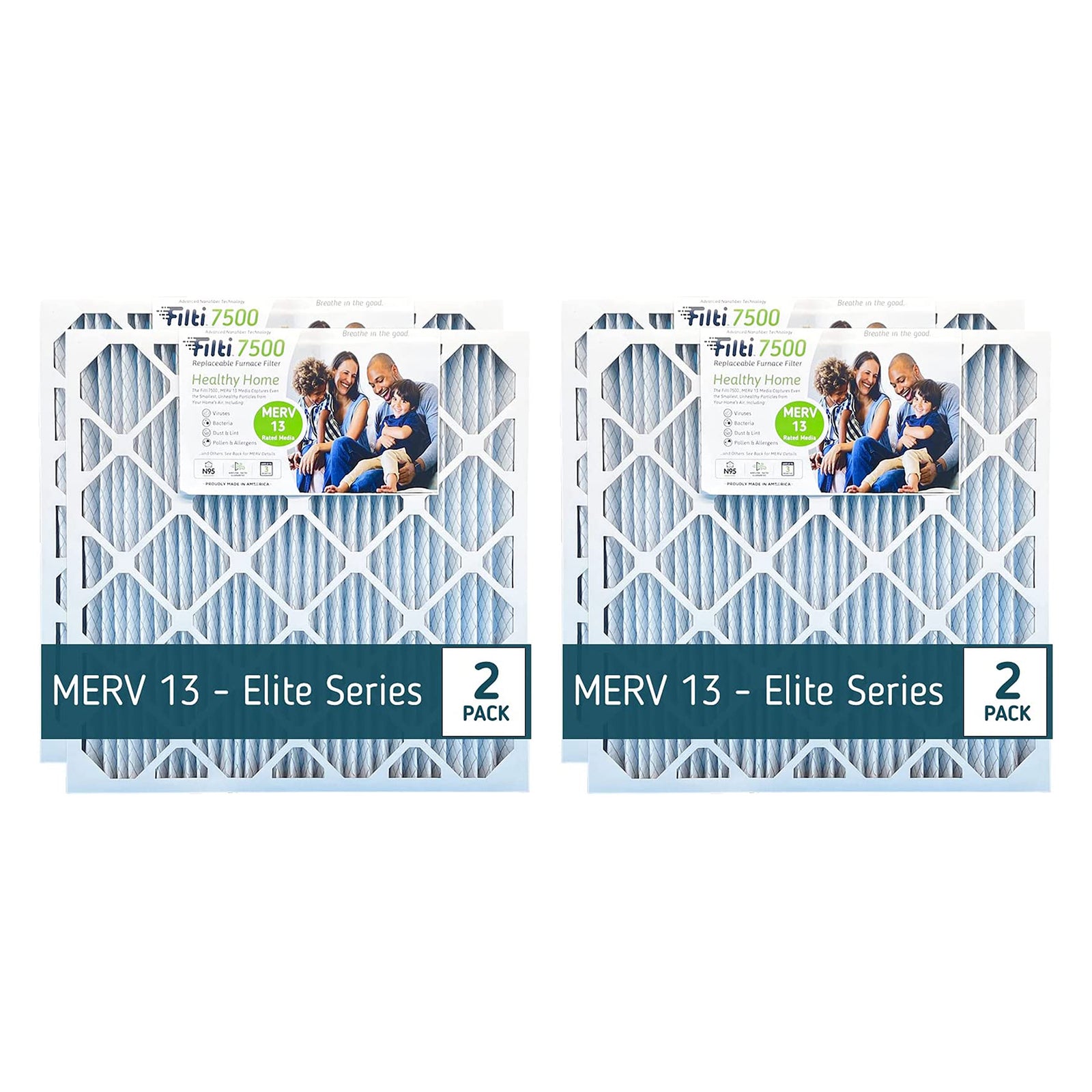 Filti 7500 16x4x25 Inch Pleated Home HVAC Furnace MERV 13 Air Filter (4 Pack) - VMInnovations