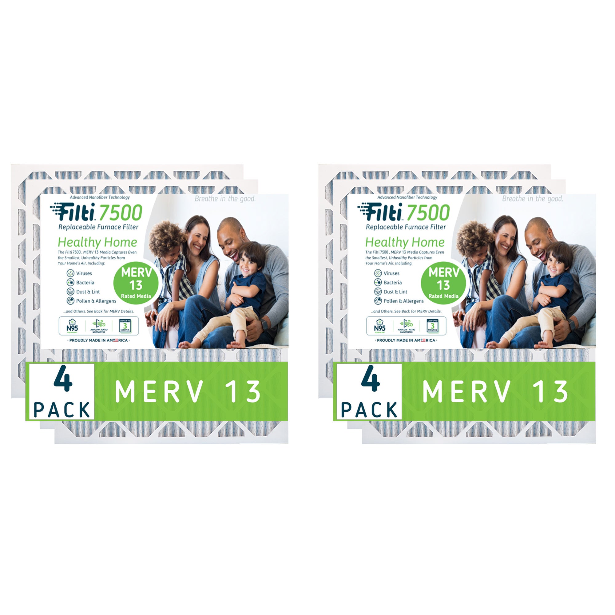 Filti 7500 12 x 24 Inch Pleated Home HVAC Furnace MERV 13 Air Filter (8 Pack) - VMInnovations
