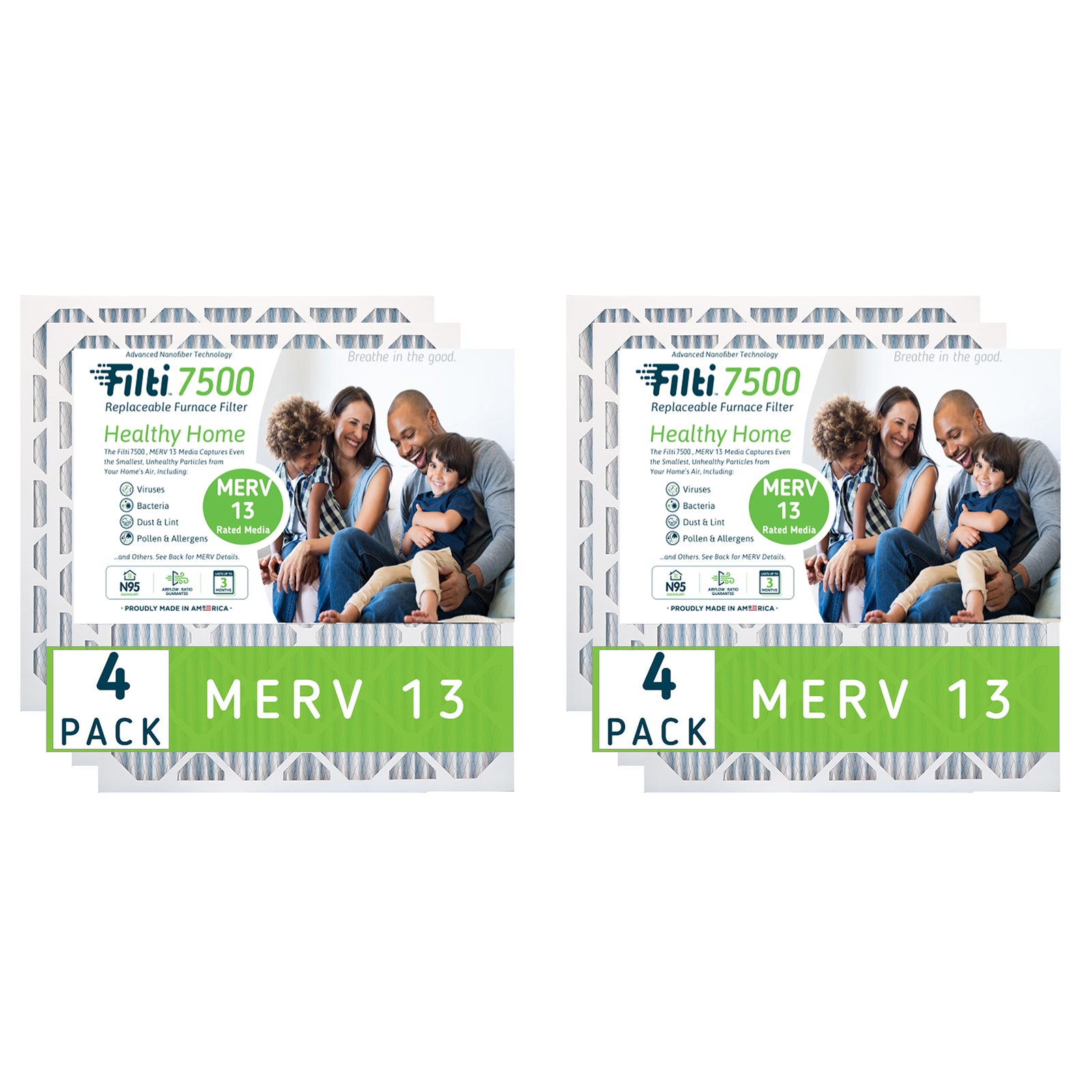 Filti 7500 20x4x20 Inch Pleated Home HVAC Furnace MERV 13 Air Filter (4 Pack) - VMInnovations