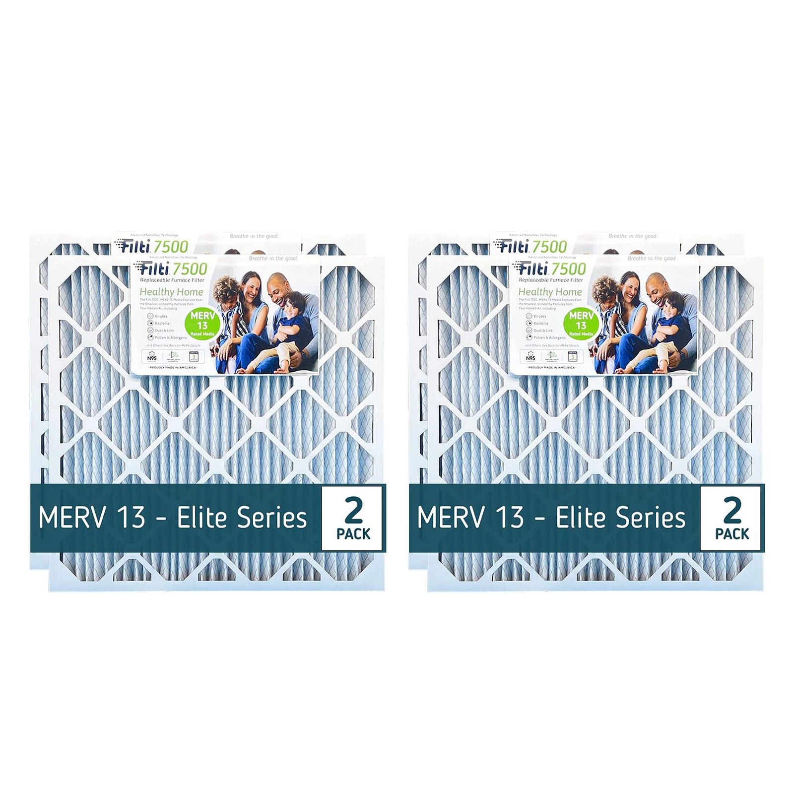 Filti 7500 16x2x20 Inch Pleated Home HVAC Furnace MERV 13 Air Filter (4 Pack) - VMInnovations