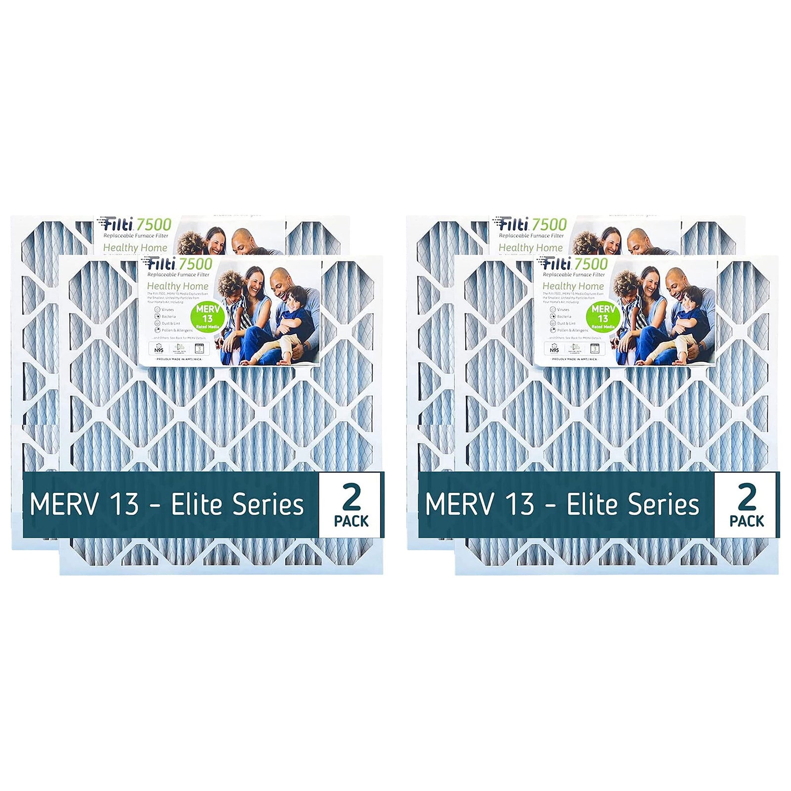 Filti 7500 20x5x20 Inch Pleated Home HVAC Furnace MERV 13 Air Filter (4 Pack) - VMInnovations