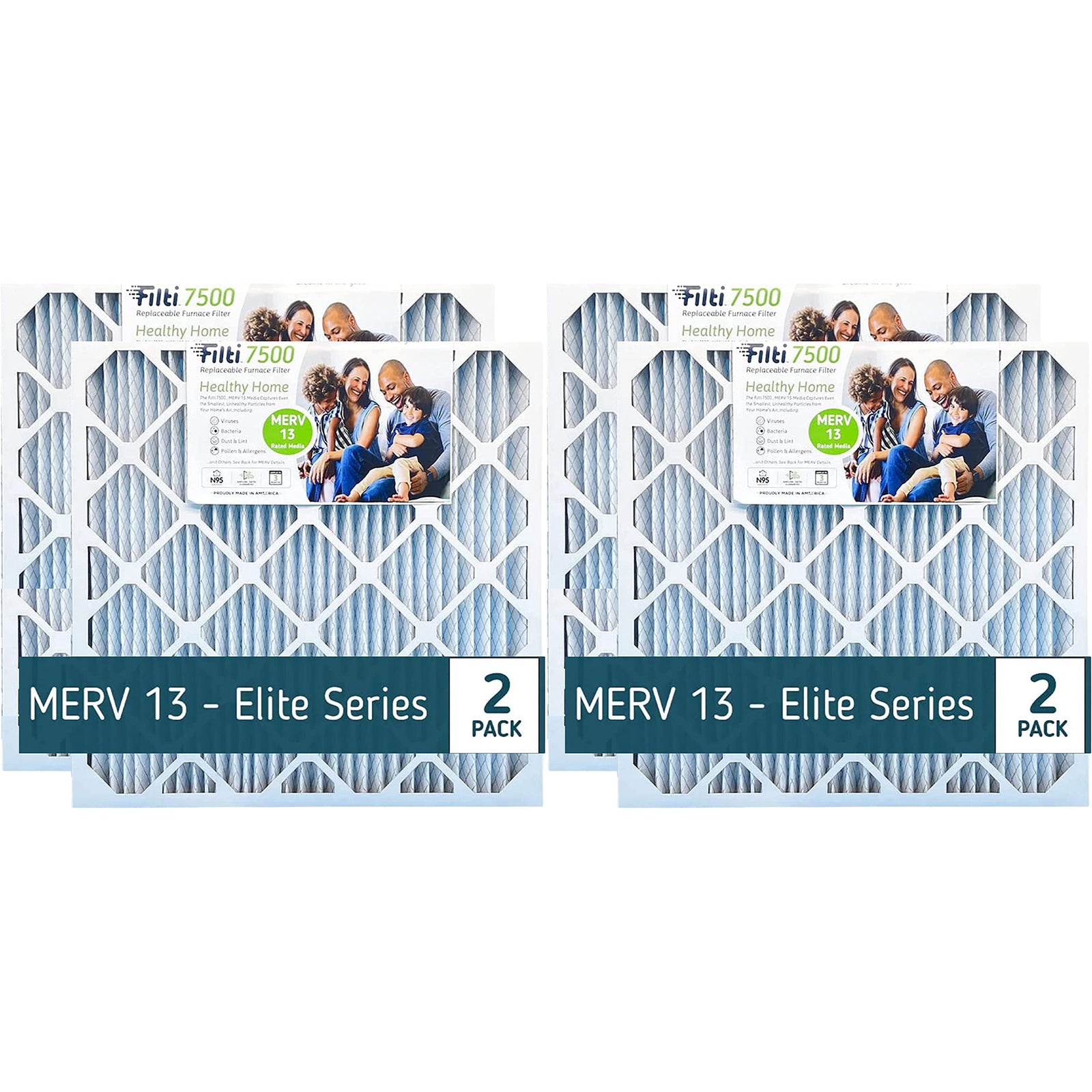 Filti 7500 20x5x25 Inch Pleated Home HVAC Furnace MERV 13 Air Filter (4 Pack) - VMInnovations