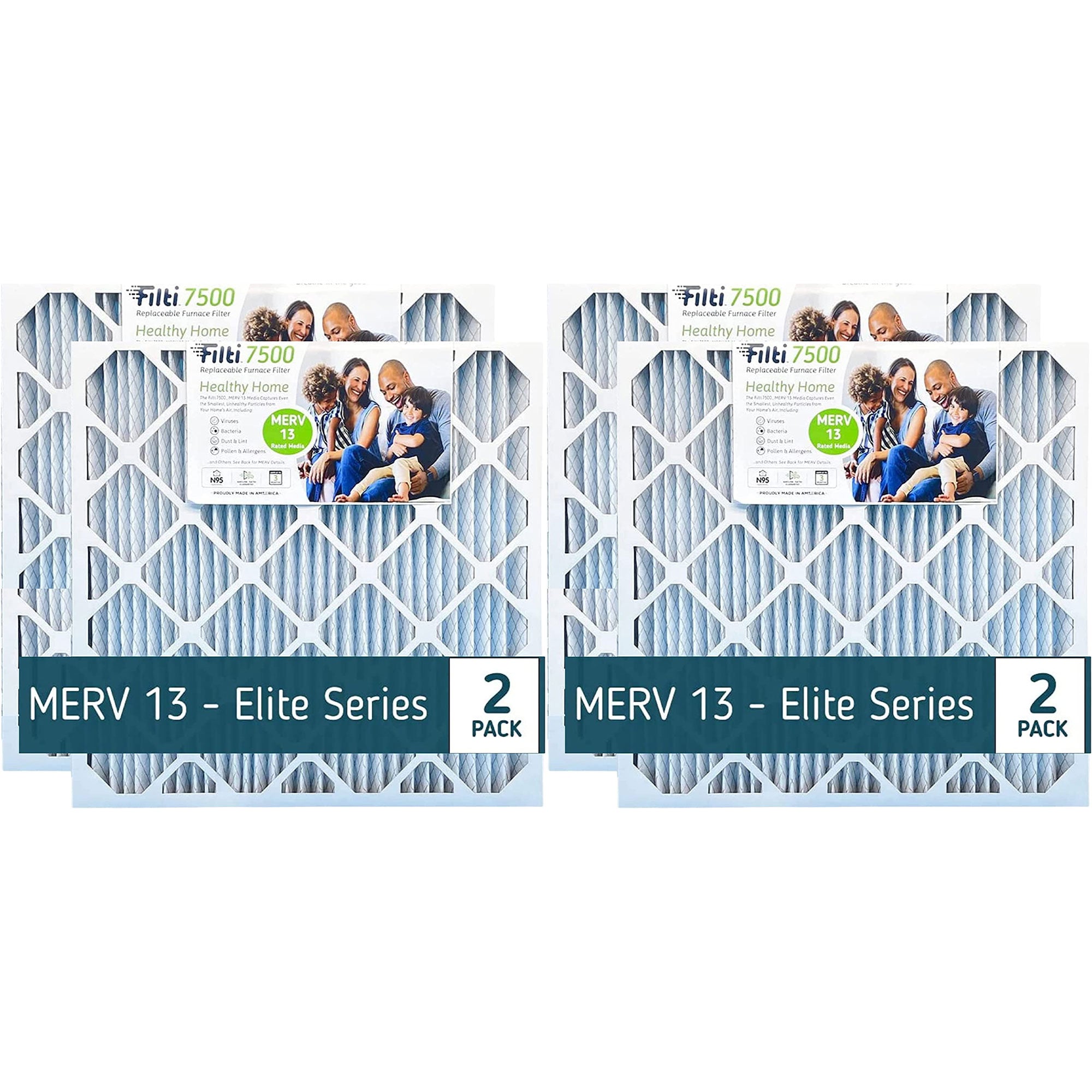 Filti 7500 20x5x25 Inch Pleated Home HVAC Furnace MERV 13 Air Filter (4 Pack) - VMInnovations