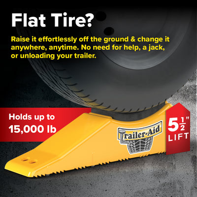 Camco Trailer Tandem Trailer Tire Changing Ramp w/5.5" Lift, Yellow (Open Box)