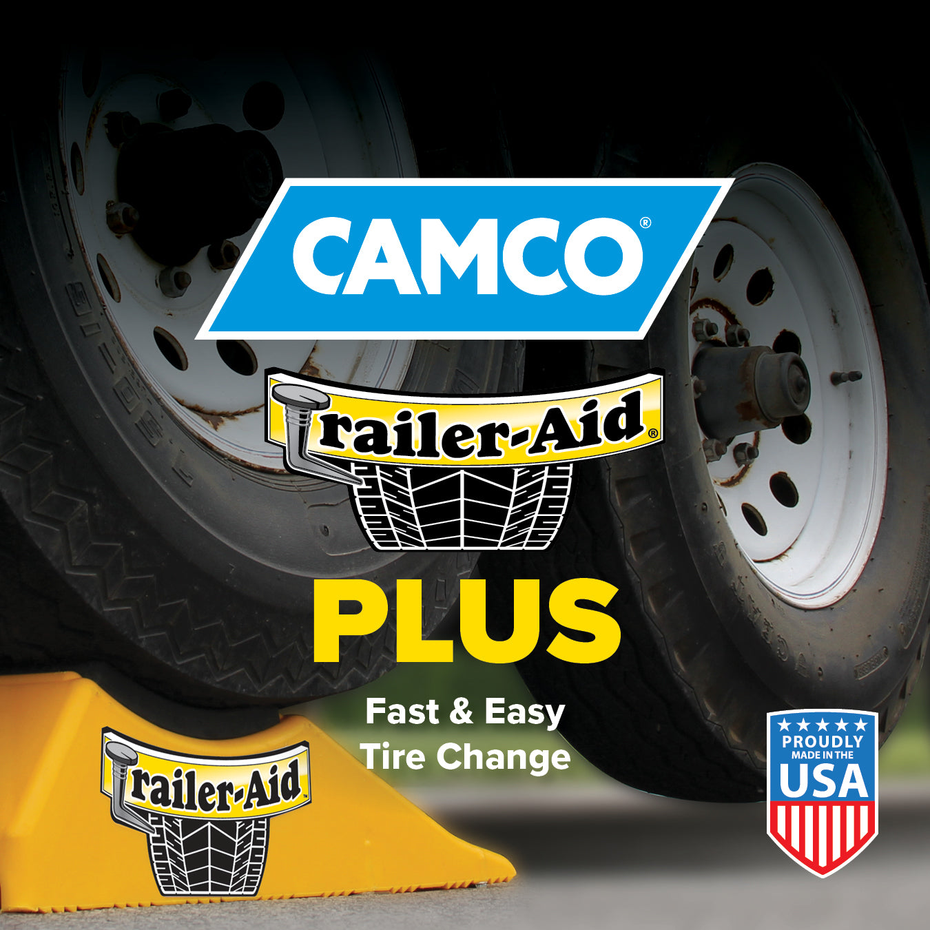 Camco Trailer Tandem Trailer Tire Changing Ramp w/5.5" Lift, Yellow (Open Box)