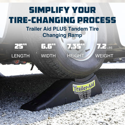 Camco Trailer Aid PLUS Tandem Trailer Tire Changing Ramp with  5.5" Lift, Black - VMInnovations