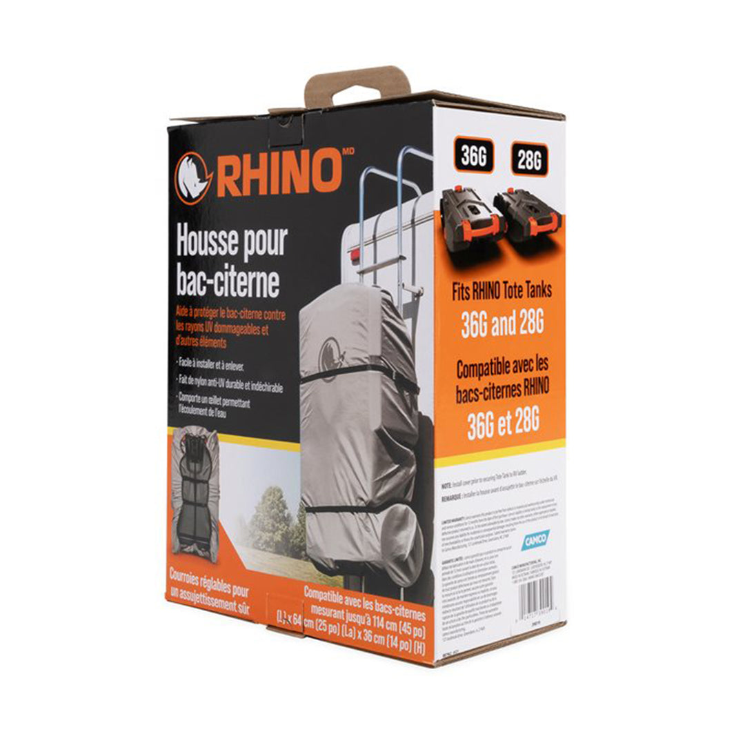 Camco Rhino RV Tote Tank Cover Accessory for 28 and 36 Gallon Tanks, Large, Gray