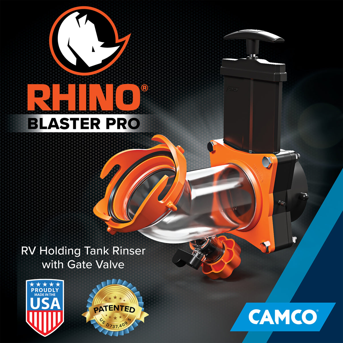 Camco Rhino Blaster Pro Clear Elbow RV Tank Rinser w/Gate Valve (Open Box)