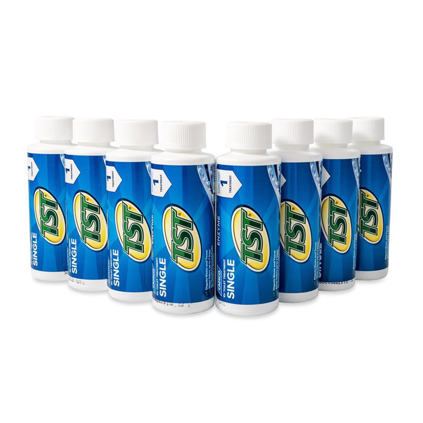 Camco TST Blue Enzyme 4 oz RV Toilet Waste Odor Treatment, Clean Scent (8 Pack) - VMInnovations