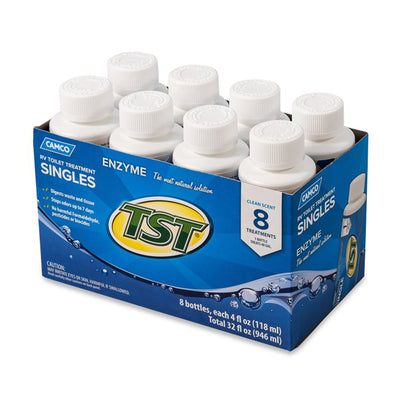 Camco TST Blue Enzyme 4 oz RV Toilet Waste Odor Treatment, Clean Scent (8 Pack) - VMInnovations