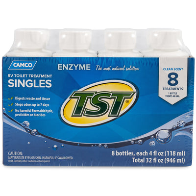 Camco TST Blue Enzyme 4 oz RV Toilet Waste Odor Treatment, Clean Scent (8 Pack) - VMInnovations