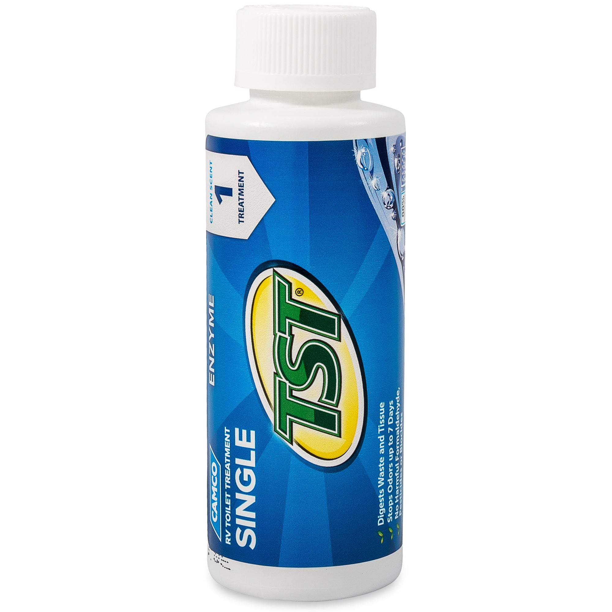 Camco TST Blue Enzyme 4 oz RV Toilet Waste Odor Treatment, Clean Scent (8 Pack) - VMInnovations
