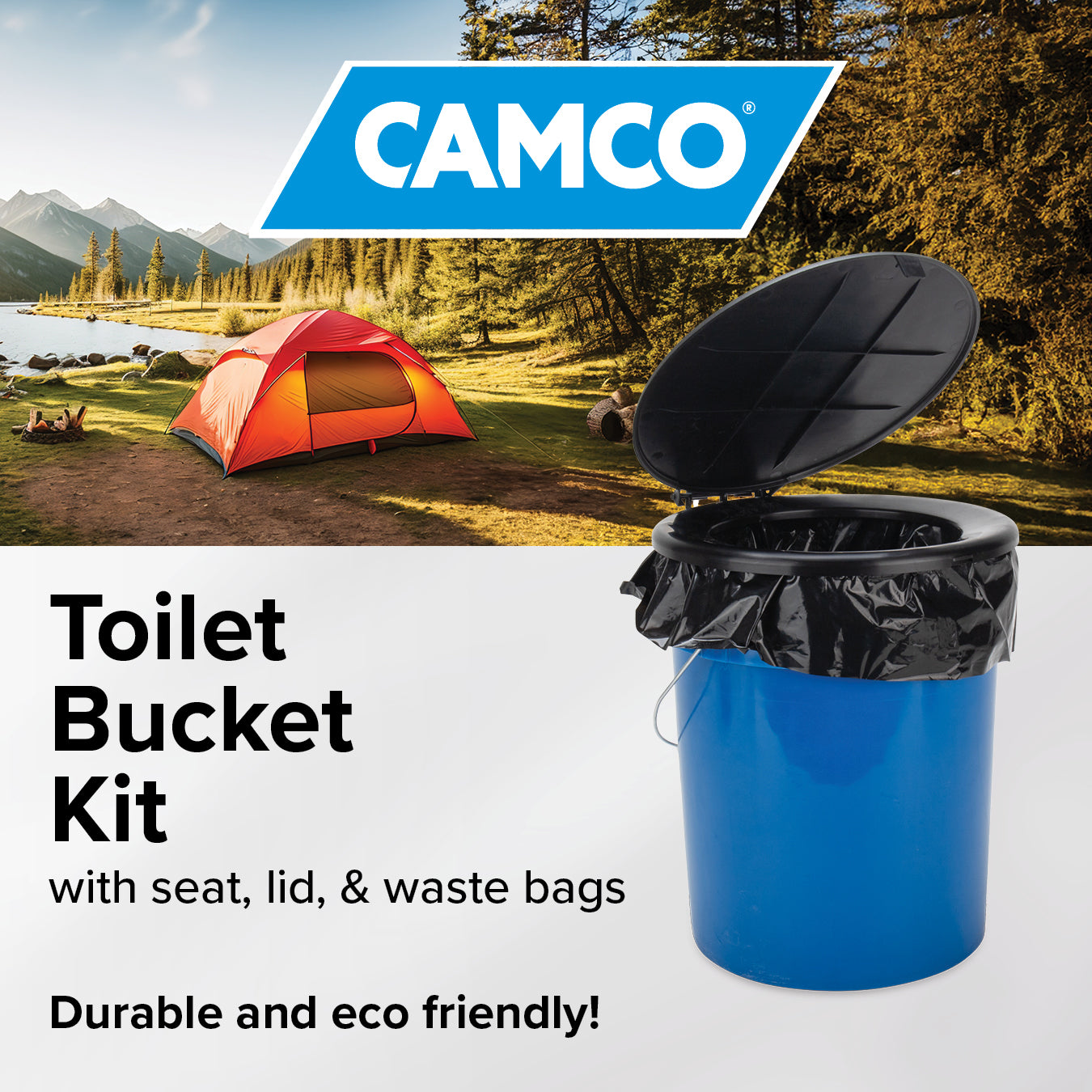 Camco RV Portable Outdoor 5 Gallon Toilet Bucket Kit with Seat & Lid (Open Box) - VMInnovations