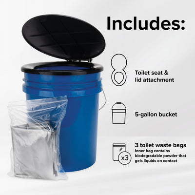 Camco RV Portable Outdoor 5 Gallon Toilet Bucket Kit with Seat & Lid (Open Box) - VMInnovations