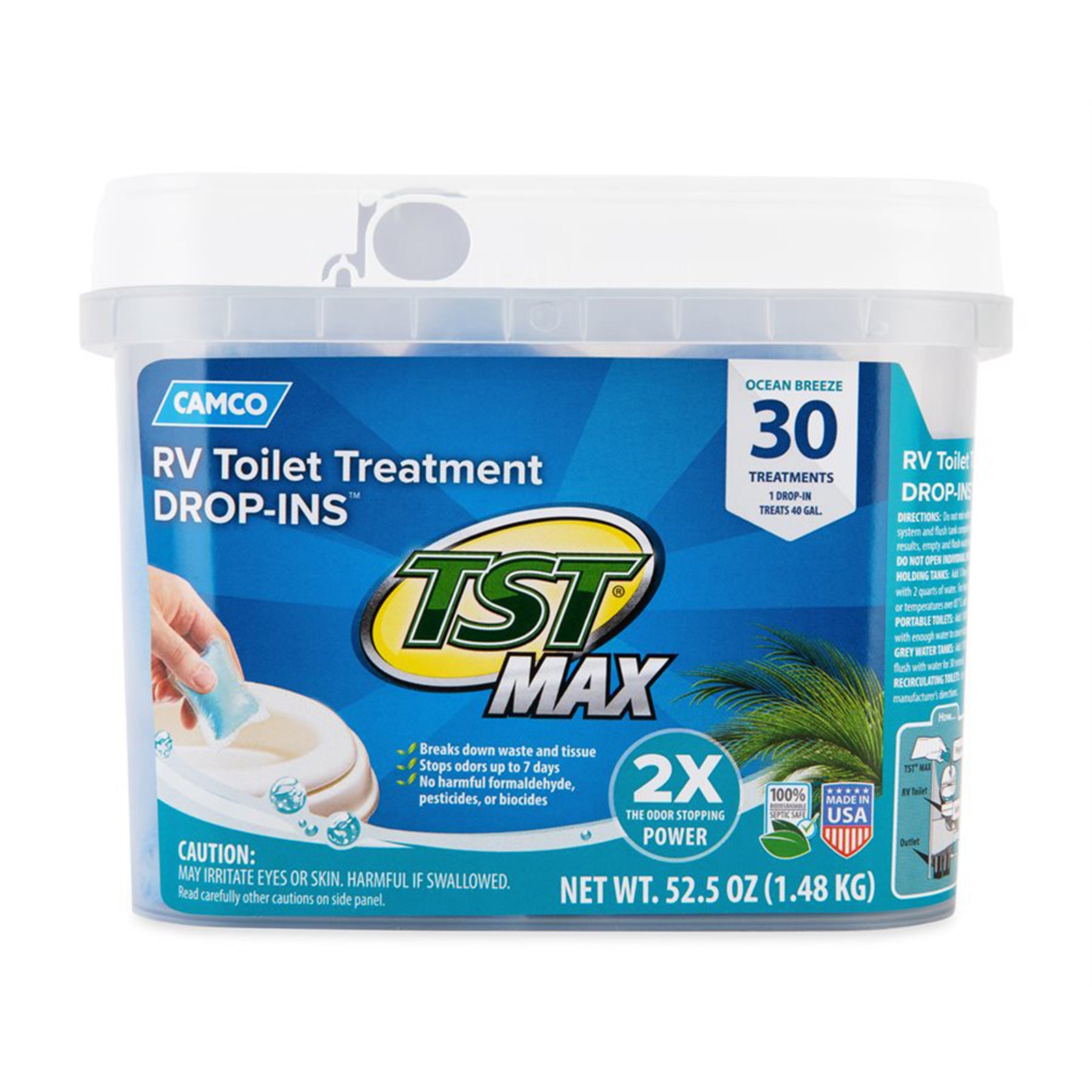 Camco TST MAX 30 Drop-Ins RV Toilet Waste Odor Treatment, Ocean Breeze Scent - VMInnovations