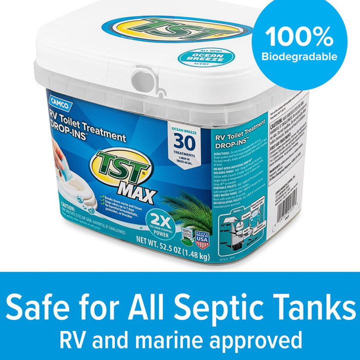 Camco 30 Drop-Ins RV Toilet Waste Odor Treatment, Ocean Breeze Scent (Open Box) - VMInnovations