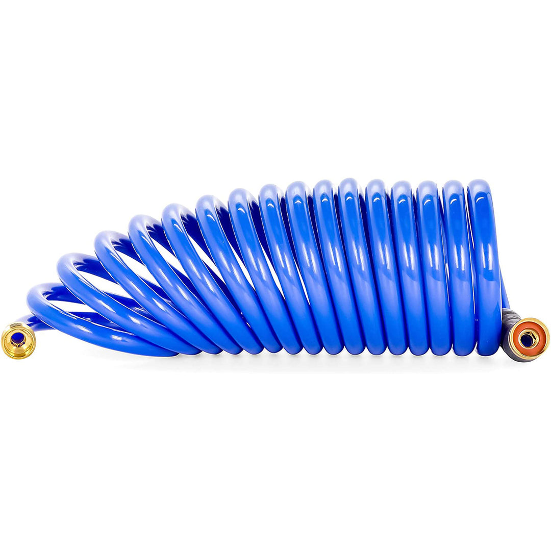 Camco 20 Ft Marine & Gardening Self Coiling Water Hose w/Brass Fittings (Open Box)