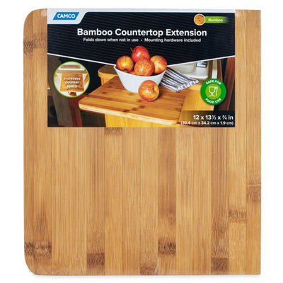 Camco 12'' x 13.5'' x 0.75'' Bamboo Accents RV Wood Countertop Extension, Brown