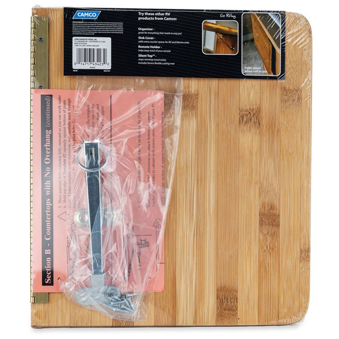 Camco 12''x13.5''x0.75'' Bamboo Accents RV Countertop Extension, Brown(Open Box) - VMInnovations