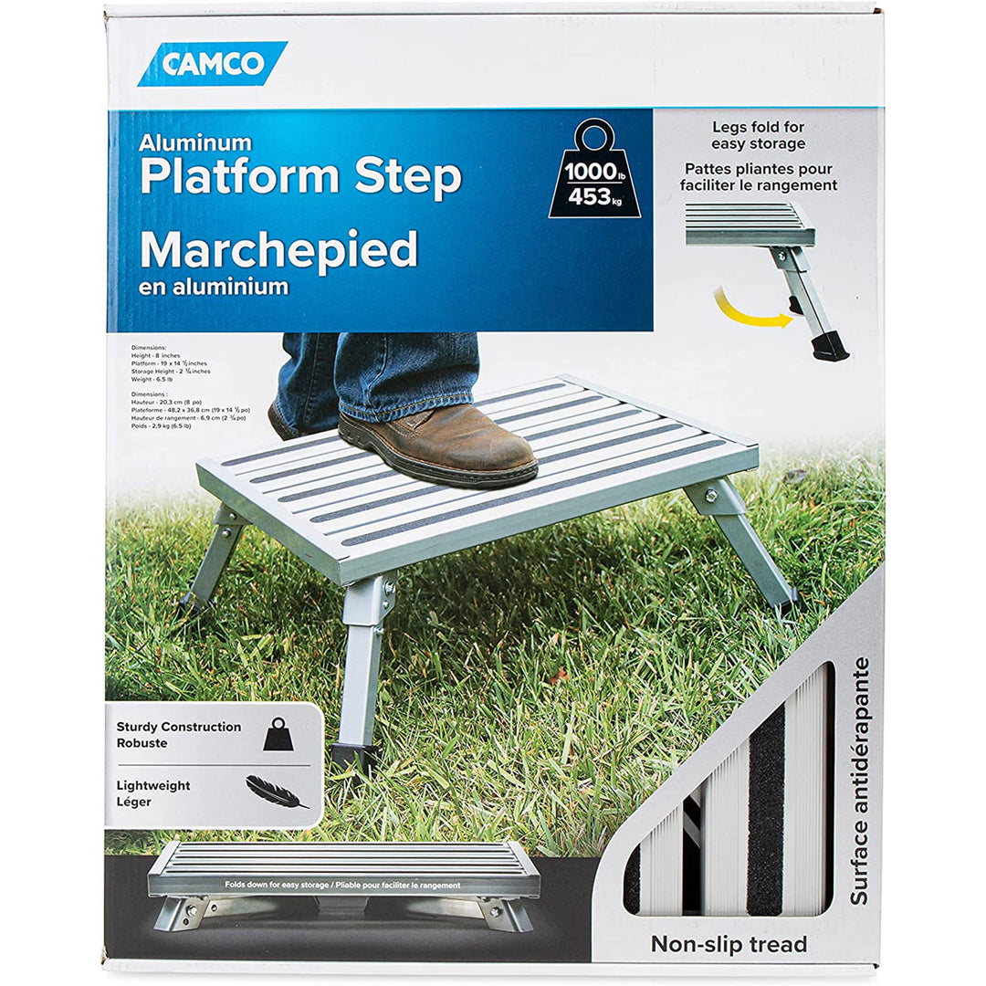 Camco 43677 Fixed Height Aluminum Platform Step Stool with Rubber Feet(Open Box)