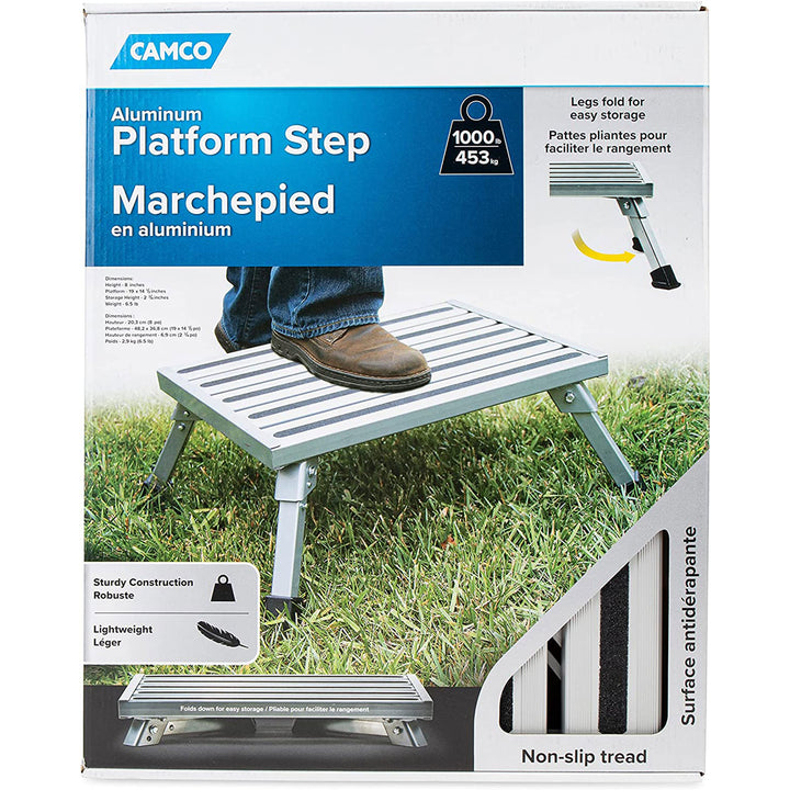 Camco 43677 Fixed Height Aluminum Platform Step Stool with Rubber Feet(Open Box)