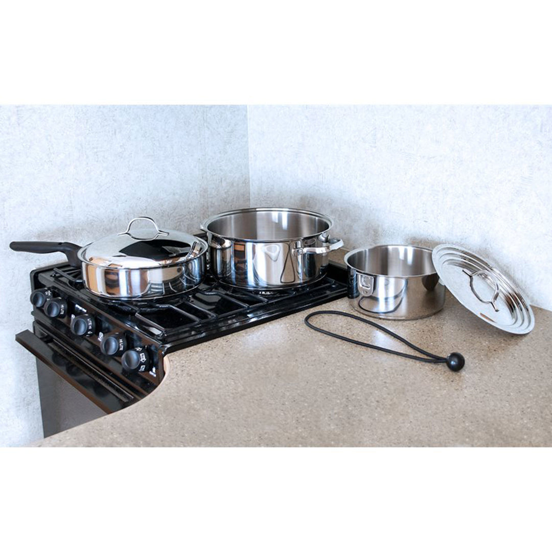 7 Piece Stainless Steel Cookware Nesting Set w/Handle & Storage Strap (Open Box) - VMInnovations