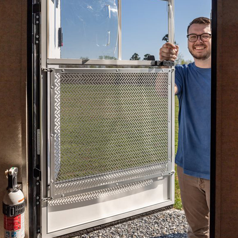 Camco Premium Lower RV Adjustable Protective Metal Screen Door Grille, Silver