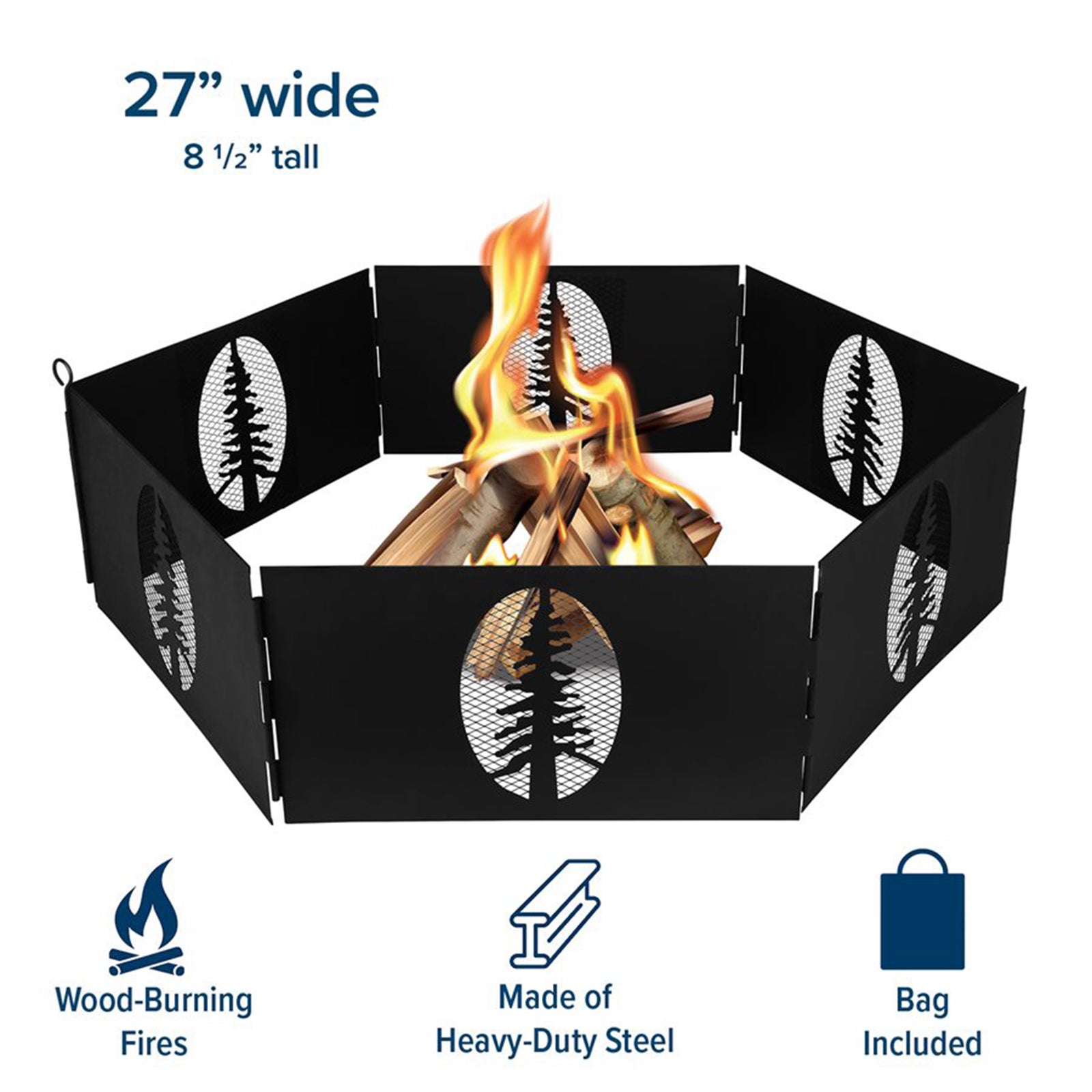 Camco Portable 27 x 8.5" Outdoor Campfire Ring with Bag for Wood Burning Fires - VMInnovations