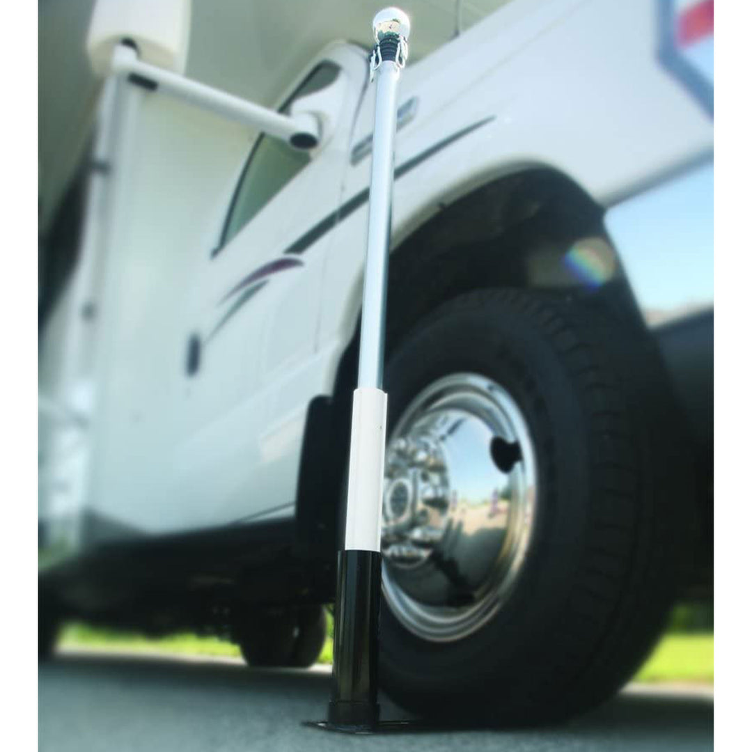 Camco 16ft Telescoping Fiberglass Flagpole w/Tire Anchored Flag Holder(Open Box) - VMInnovations