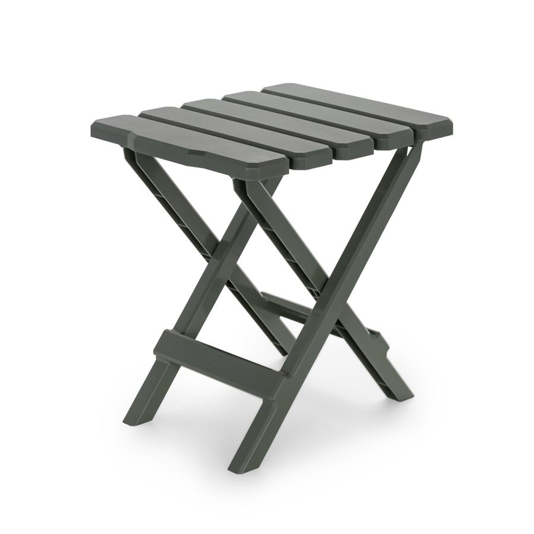 Camco Adirondack Portable Outdoor Camping Small Plastic Folding Side Table, Sage