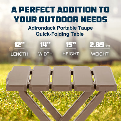 Camco Adirondack Portable Outdoor Camping Plastic Folding Side Table,Taupe(Used)