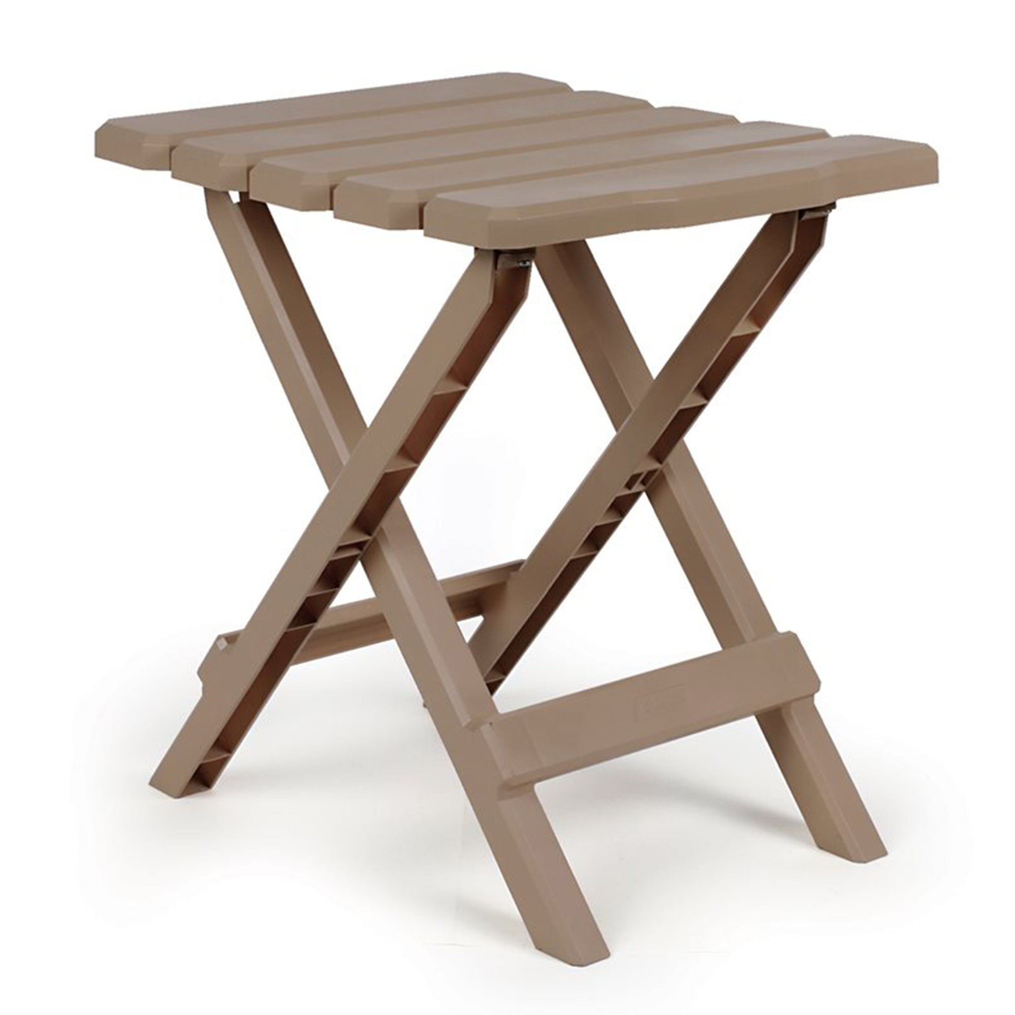 Camco Adirondack Portable Camping Plastic Folding Side Table, 2 Pack, Taupe - VMInnovations