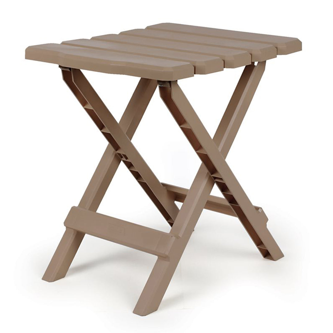 Camco Adirondack Portable Outdoor Camping Plastic Folding Side Table, Taupe