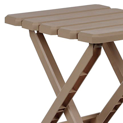 Camco Adirondack Portable Camping Plastic Folding Side Table, 2 Pack, Taupe - VMInnovations