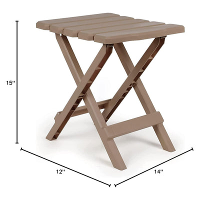 Camco Adirondack Portable Outdoor Camping Plastic Folding Side Table, Taupe