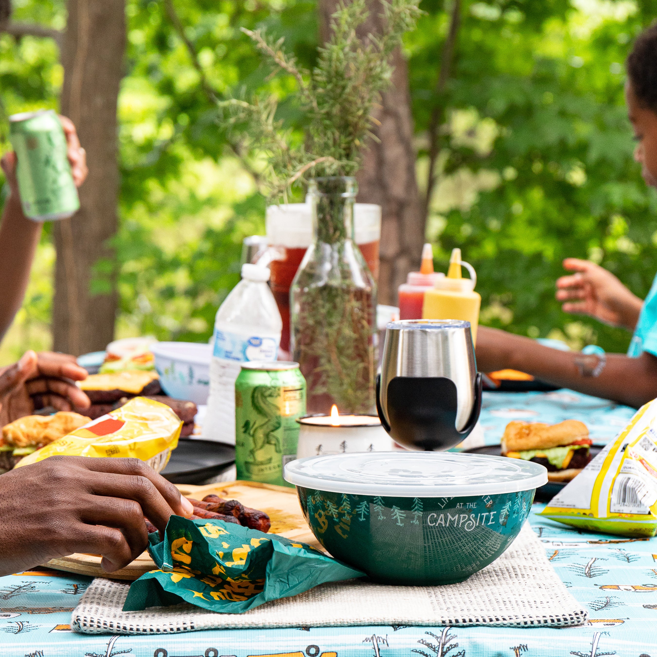 Camco Life is Better at The Campsite 8 Piece Melamine Nesting Bowl Set with Lids - VMInnovations