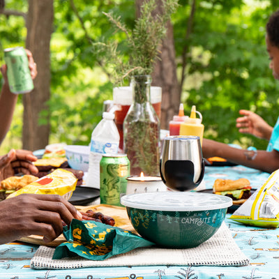 Camco Life is Better at The Campsite 8 Piece Melamine Nesting Bowl Set with Lids - VMInnovations