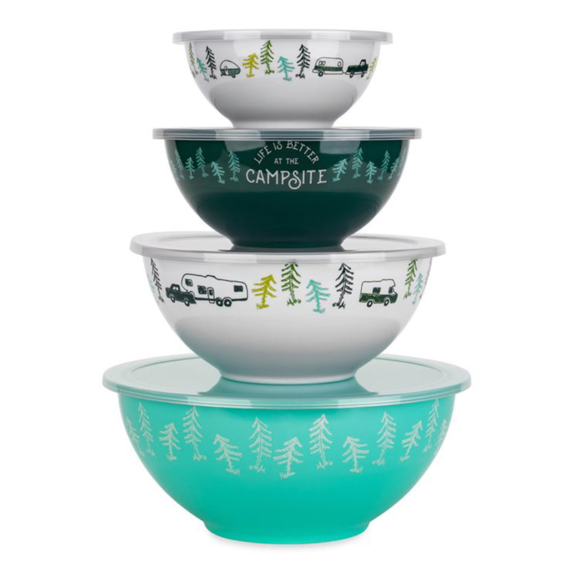 Camco Life is Better at Campsite 8pc Melamine Nesting Bowl Set w/Lids (Open Box)