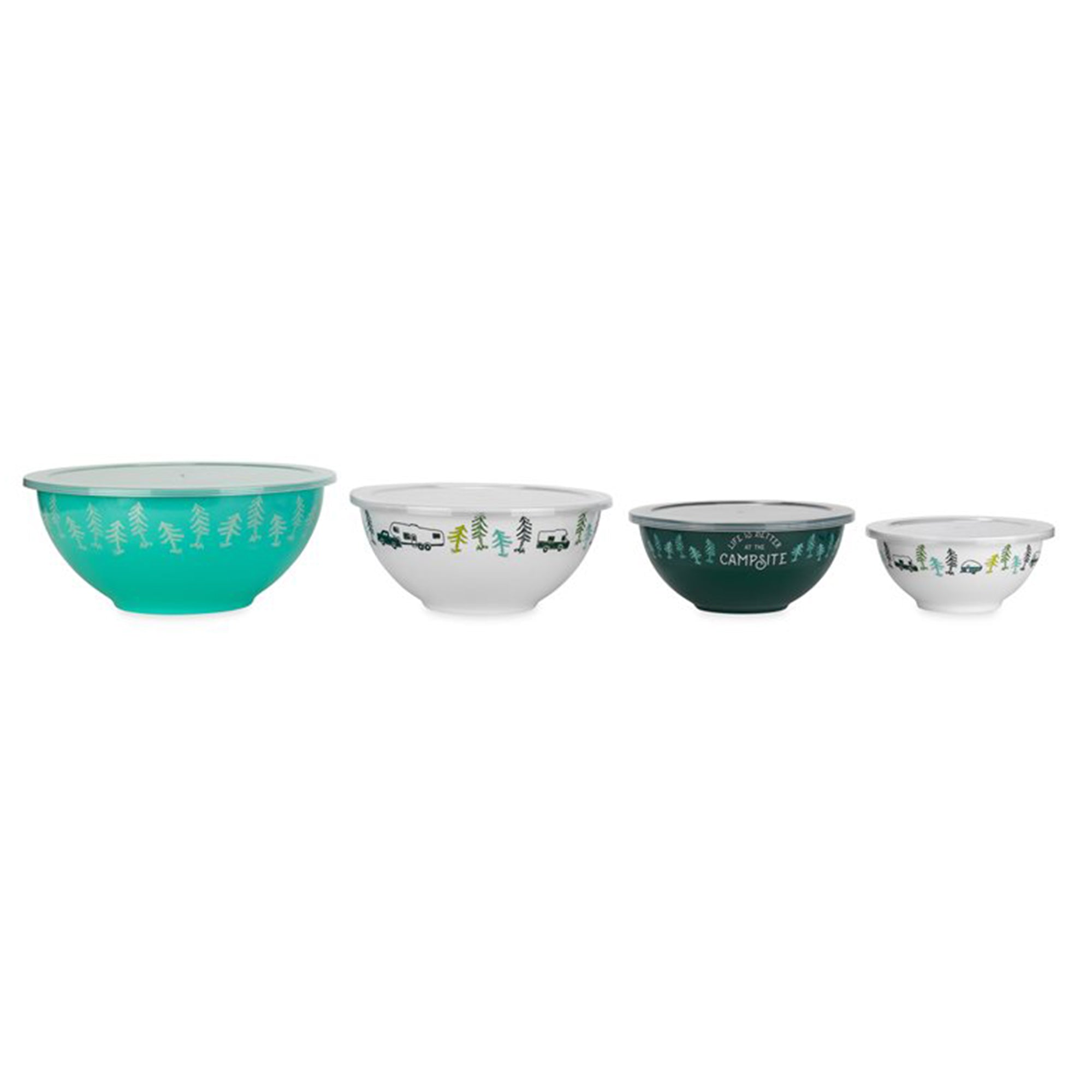 Camco Life is Better at The Campsite 8 Piece Melamine Nesting Bowl Set with Lids - VMInnovations