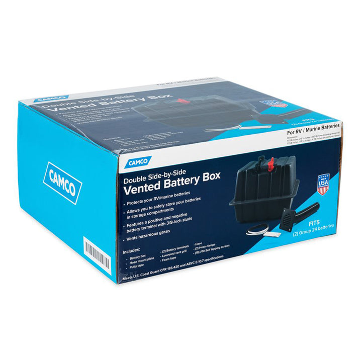 Vented RV/Marine Double SideBySide Polymer Battery Box Set, Black (Open Box) - VMInnovations