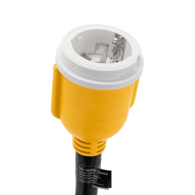 Camco Power Grip 18" Dogbone Adapter w,50 Amp Locking Male & Female,Yellow(Used)